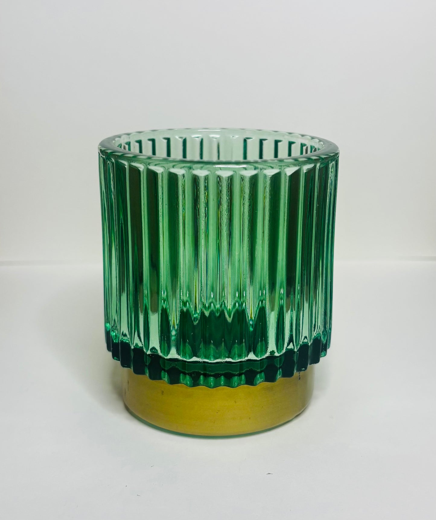 Emerald Green Ribbed Candeholder