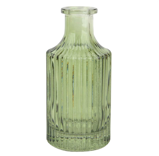 Green Ribbed Vase